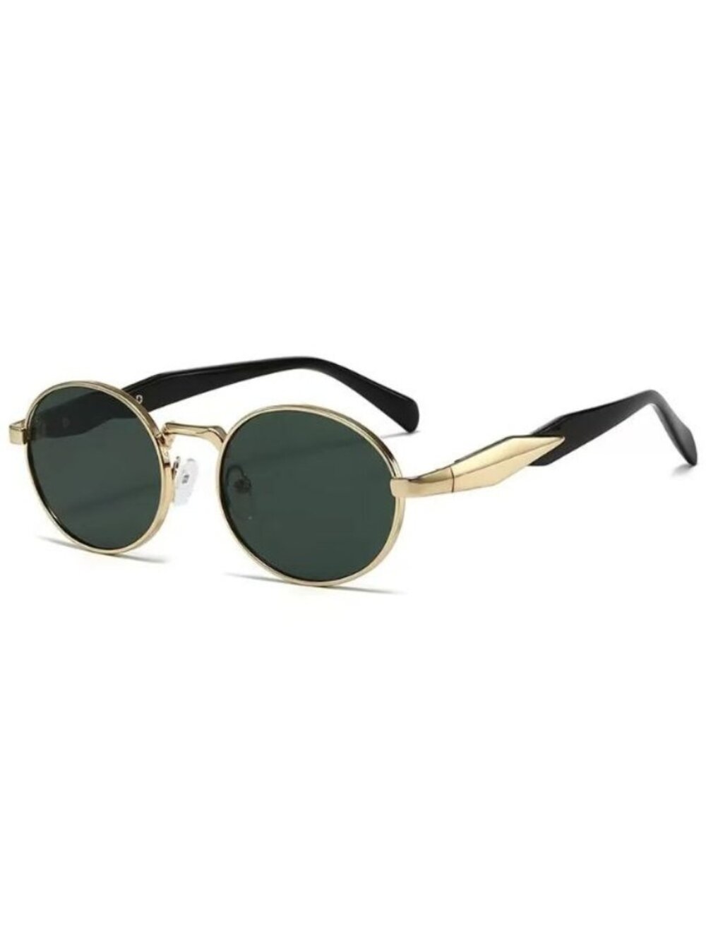 Oval Gold Metal Frame Sunglasses Dark Green Gradient Lenses Retro Vintage Unisex